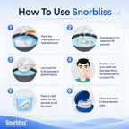 Six-step boil-and-bite fitting guide for the Snorbliss anti-snoring mouthpiece